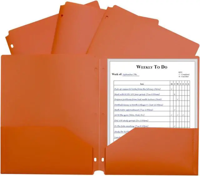 Alt view image 2 of 2 - C-Line Two-Pocket Heavyweight Poly Portfolio Folder 11 x 8.5 Orange 25/Box 33932