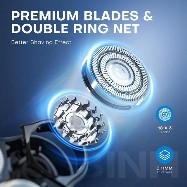 Alt view image 2 of 6 - LOBINH Electric Razor for Men, Rechargeable Electric Rotary Shaver, Washable Shaving Head, Type-C 1.5 Hour Fast Charging, 4D Floating Head - PA168