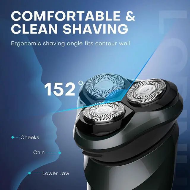 Alt view image 4 of 7 - LOBINH Electric Shaver for Men, 100% Washable Rotary Shaver, Rechargeable Electric Razor Wet & Dry Shaving with Pop-up Trimmer, 1 Hour Fast Charging, 4D Floating Head, LCD Power Indicator - PA188