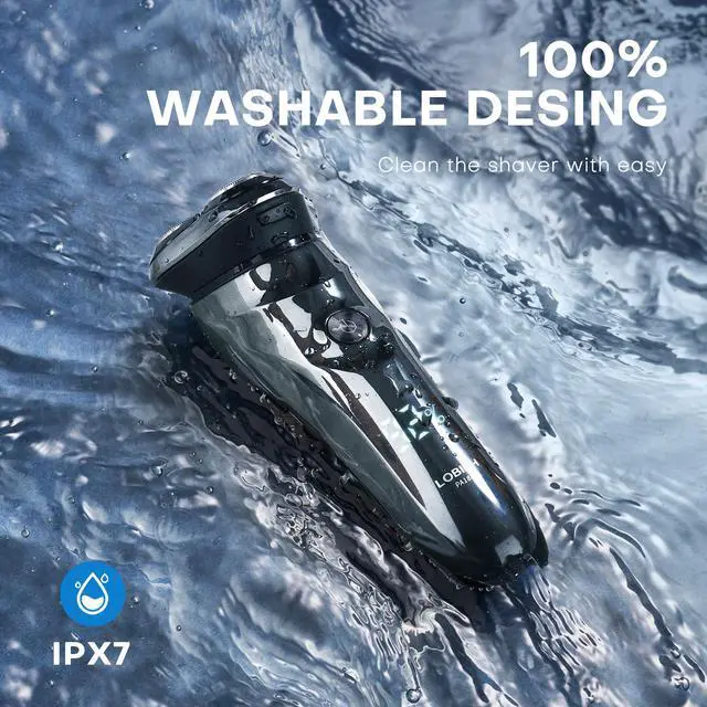 Alt view image 6 of 7 - LOBINH Electric Shaver for Men, 100% Washable Rotary Shaver, Rechargeable Electric Razor Wet & Dry Shaving with Pop-up Trimmer, 1 Hour Fast Charging, 4D Floating Head, LCD Power Indicator - PA188
