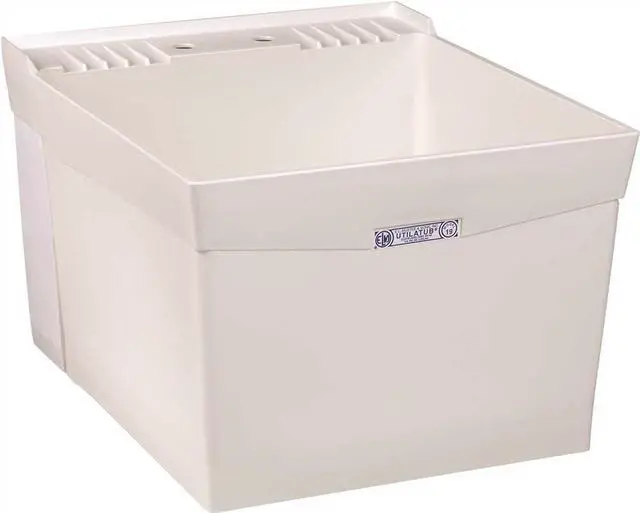Alt view image 4 of 8 - MUSTEE 19W 20 in W x 24 in L x 34 in H, Wall Mount, Thermoplastic, Laundry Tub