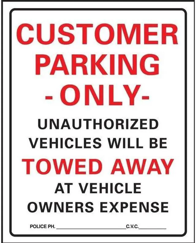 Alt view image 5 of 5 - Hy-Ko Commercial Grade Plastic Sign, Customer Parking Only 700