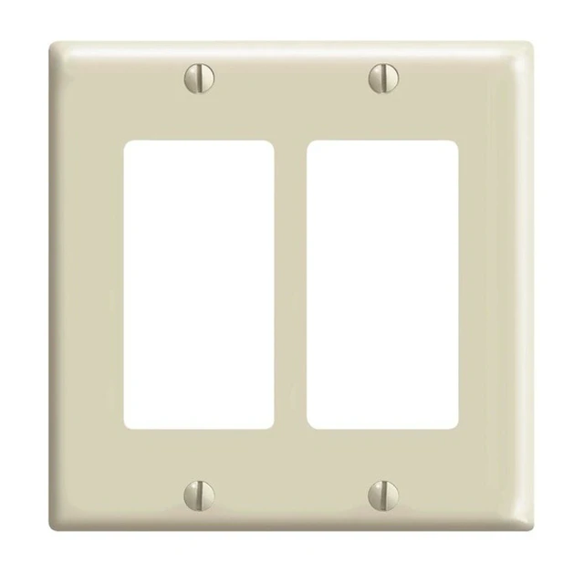 Alt view image 3 of 3 - Cooper Wiring Devices 2152V 2-Gang Decora-Style Thermoset Wallplate - Ivory
