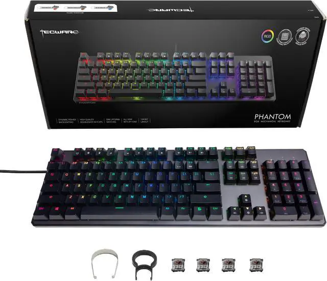 Alt view image 7 of 7 - Tecware Phantom 104 Key Mechanical Keyboard, RGB LED, Outemu Brown Switch