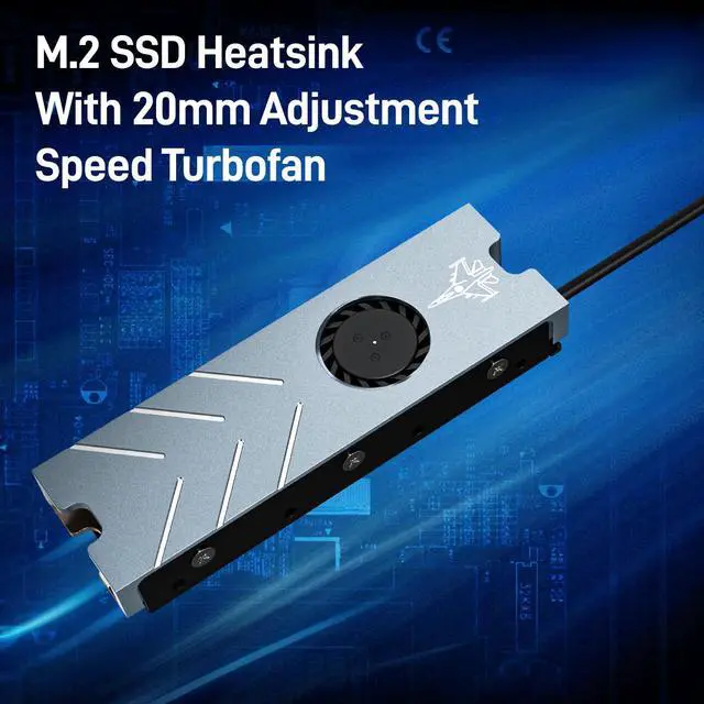 Alt view image 3 of 7 - AMPCOM M.2 Heatsink with PWM Fan, NVME NGFF SSD 2280 Heat sink