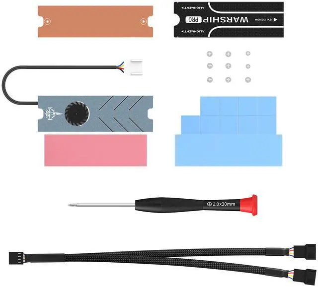 Alt view image 7 of 7 - AMPCOM M.2 Heatsink with PWM Fan, NVME NGFF SSD 2280 Heat sink