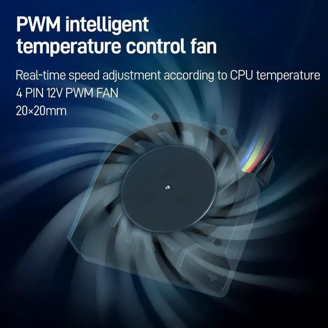 Alt view image 5 of 7 - AMPCOM M.2 Heatsink with PWM Fan, NVME NGFF SSD 2280 Heat sink