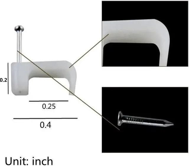 Alt view image 3 of 6 - XINCA Nail Clamp for Flat 6x4 mm Wall Tack  for Ethernet Cable Cat 6 cables White Cable clip pack of 100pcs