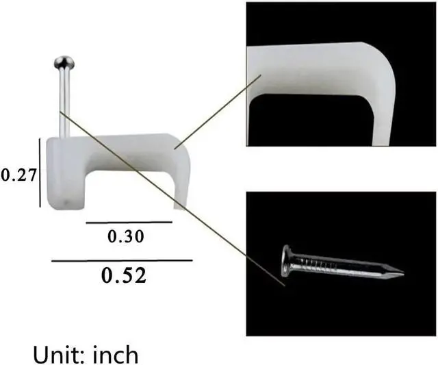 Alt view image 3 of 6 - XINCA Nail Clamp for Flat 8x5 mm Wall Tack  for Ethernet Cable Cat 7 cables White Cable clip pack of 100pcs