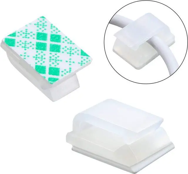 Alt view image 4 of 7 - XINCA Ethernet Cable Clips Sticky Tack Cord Holder Wire Organizer Desk Accessories Wire Hider 100pcs White for Cat6 and Cat7 Cat8 Flat Ethernet Cable for Car Office Desk Accessories Home Nightstand