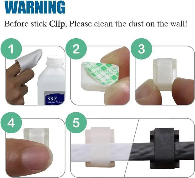 Alt view image 5 of 7 - XINCA Ethernet Cable Clips Sticky Tack Cord Holder Wire Organizer Desk Accessories Wire Hider 100pcs White for Cat6 and Cat7 Cat8 Flat Ethernet Cable for Car Office Desk Accessories Home Nightstand