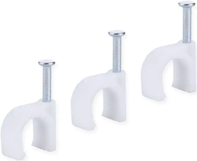 Alt view image 3 of 6 - XINCA Nail Clamp for Round Cable 8 mm Wall Tack for Ethernet Cable Cat 7 Cables White Cable Clip Pack of 100pcs
