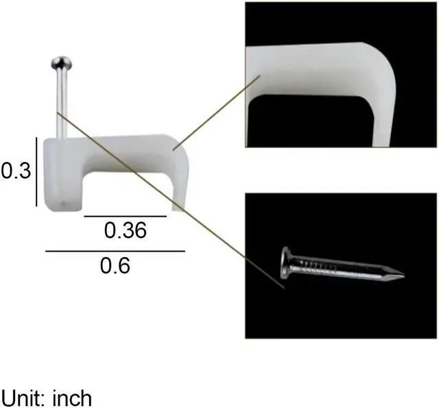 Alt view image 3 of 6 - XINCA Nail Clamp for Flat 10x5 mm Wall Tack  for Ethernet Cable Cat 8 cables White Cable clip pack of 100pcs
