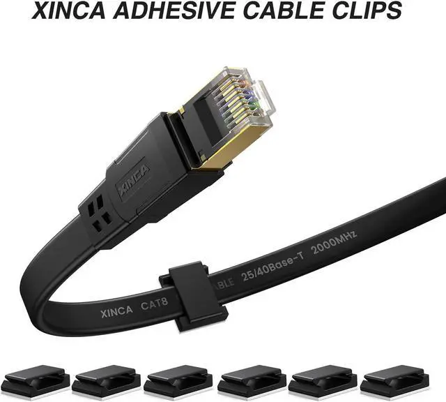 Alt view image 3 of 7 - XINCA Ethernet Cable Clips Sticky Tack Cord Holder Wire Organizer Desk Accessories Wire Hider 100pcs Black for Cat6 and Cat7 Cat8 Flat Ethernet Cable for Car Office Desk Accessories Home Nightstand