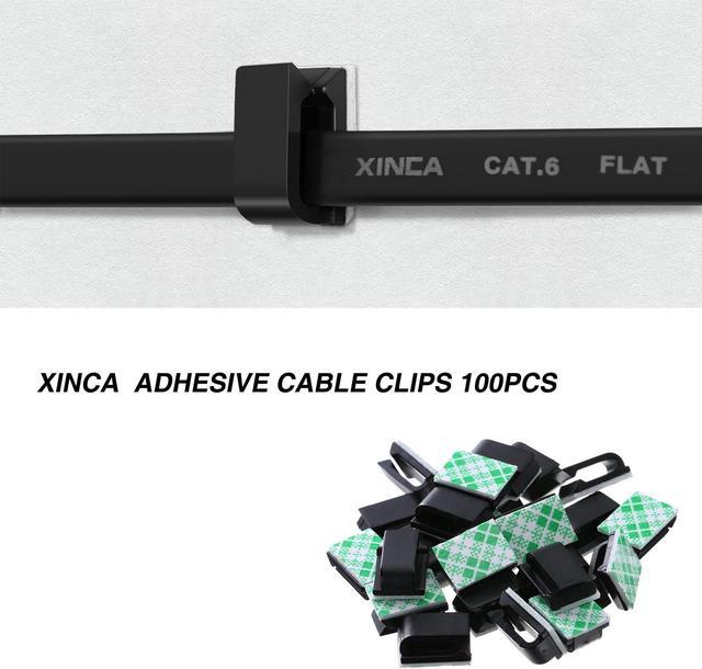 XINCA Adhesive Cable Clips Sticky Tack Cord Holder Wire Organizer Desk  Accessories Wire Hider 100pcs White for Cat6 Cat5 and Cat7 Flat Ethernet  Cable for Car Office Desk Accessories Home Nightstand 