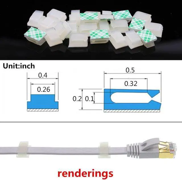 Alt view image 3 of 7 - XINCA Adhesive Cable Clips Sticky Tack Cord Holder Wire Organizer Desk Accessories Wire Hider 100pcs White for Cat6 Cat5 and Cat7 Flat Ethernet Cable for Car Office Desk Accessories Home Nightstand