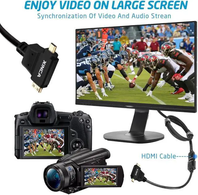 Alt view image 4 of 7 - XINCA Mini HDMI and Micro HDMI to HDMI Female Cable Adapter 2in1 The  Mini HDMI and Micro HDMI adapter adapts an HDMI cable to fit into a Mini or Micro HDMI port on a smartphone  laptop  camcord