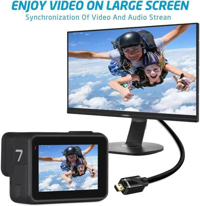 Alt view image 3 of 7 - XINCA Micro HDMI to HDMI Cable 3Ft HDR 18Gbps 34AWG Adapter Compatible for camera, tablet or laptop through the Micro HDMI Port to Your HDTV or projector with HDMI port