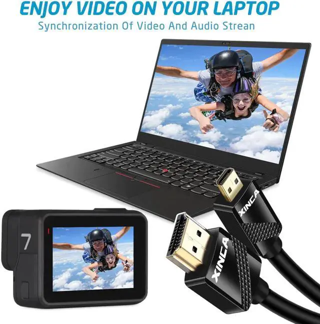 Alt view image 4 of 7 - XINCA Micro HDMI to HDMI Cable 3Ft HDR 18Gbps 34AWG Adapter Compatible for camera, tablet or laptop through the Micro HDMI Port to Your HDTV or projector with HDMI port