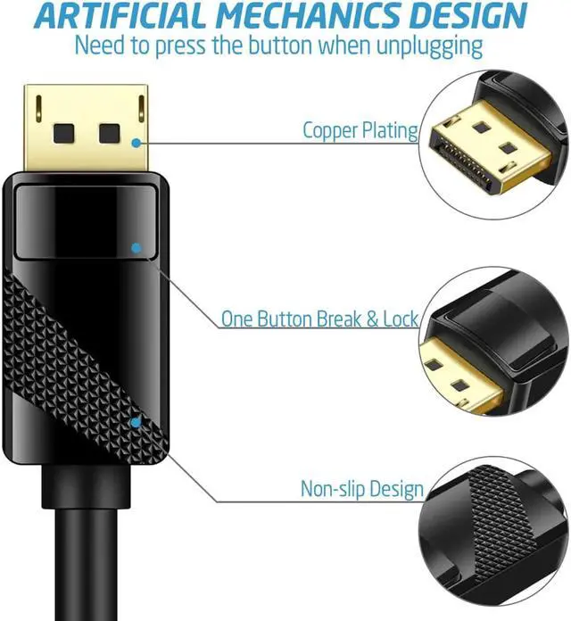 Alt view image 2 of 7 - XINCA DisplayPort Extension Cable 3Ft 4K UHD Monitor Audio Video compatible con MacBook Air  Microsoft Surface Pro  monitor  proyector