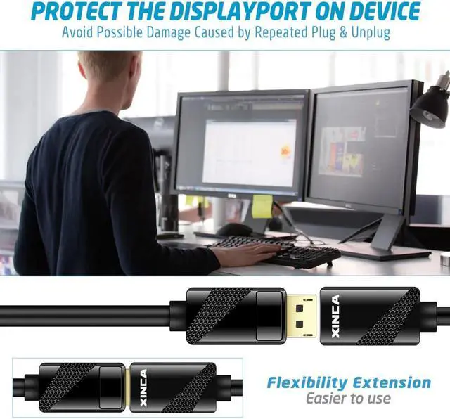 Alt view image 6 of 7 - XINCA DisplayPort Extension Cable 3Ft 4K UHD Monitor Audio Video compatible con MacBook Air  Microsoft Surface Pro  monitor  proyector