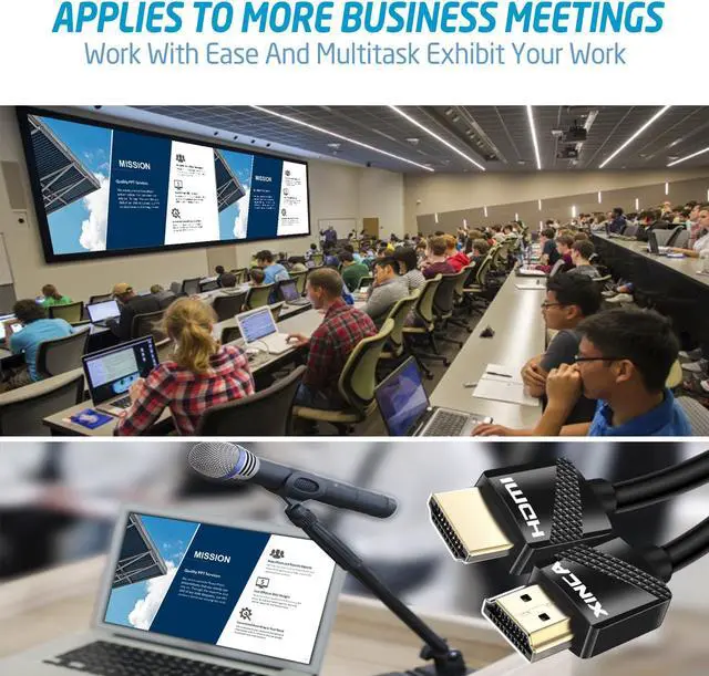 Alt view image 7 of 7 - XINCA HDMI Cable 3Ft 4K@60Hz HDR 18Gbps 34AWG Ultra Slim 4K 60 Hz HDR, video 2160p, 1080p 3D 4K 3D HDCP 2.2 ARC or Blu-ray/TV Box/HDTV/4K Projector/Home Theater