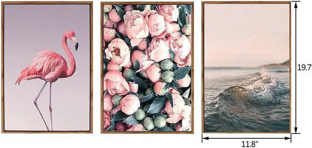 Alt view image 4 of 6 - 3pcs Flamingo Wall Art Canvas Nordic Style Painting Picture Home Decor 12"x12"