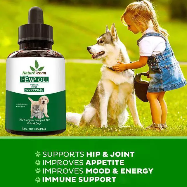 Alt view image 6 of 6 - Hemp Oil for Dogs Cats Pets 200000mg - Calming Drops -100% Organic