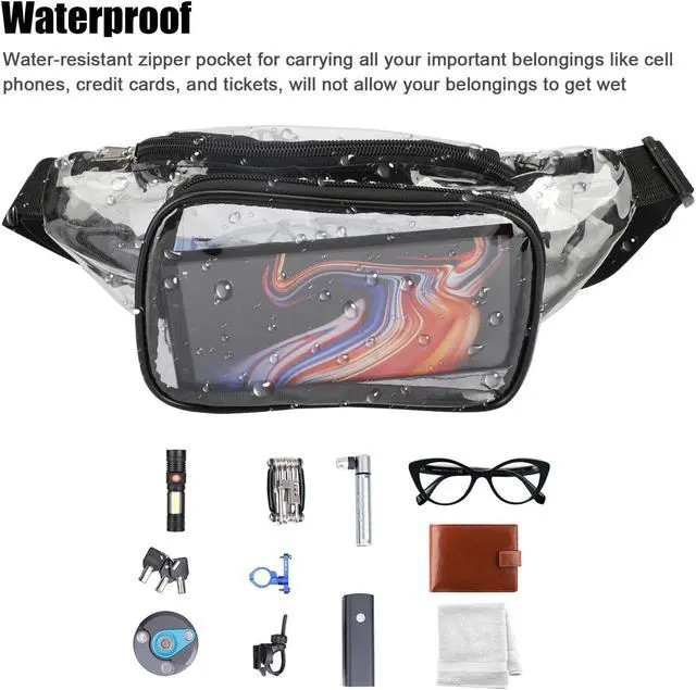 Alt view image 2 of 6 - Clear Waist Pouch Bag Transparent Zipper Fanny Pack Adjustable Strap Travel Gift