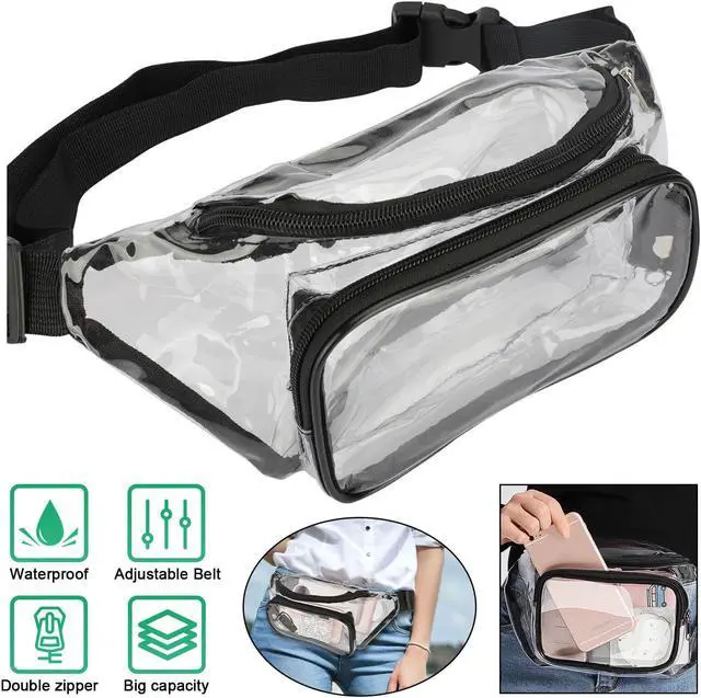 Main image of Clear Waist Pouch Bag Transparent Zipper Fanny Pack Adjustable Strap Travel Gift