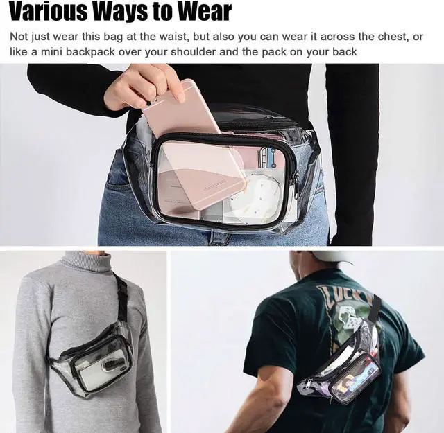 Alt view image 5 of 6 - Clear Waist Pouch Bag Transparent Zipper Fanny Pack Adjustable Strap Travel Gift