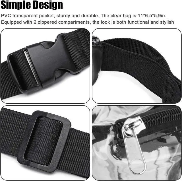 Alt view image 4 of 6 - Clear Waist Pouch Bag Transparent Zipper Fanny Pack Adjustable Strap Travel Gift