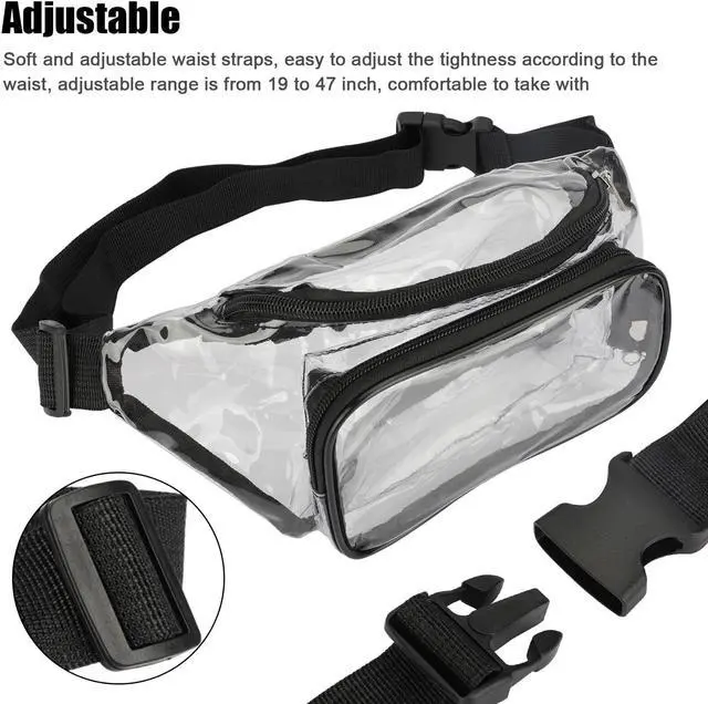 Alt view image 3 of 6 - Clear Waist Pouch Bag Transparent Zipper Fanny Pack Adjustable Strap Travel Gift