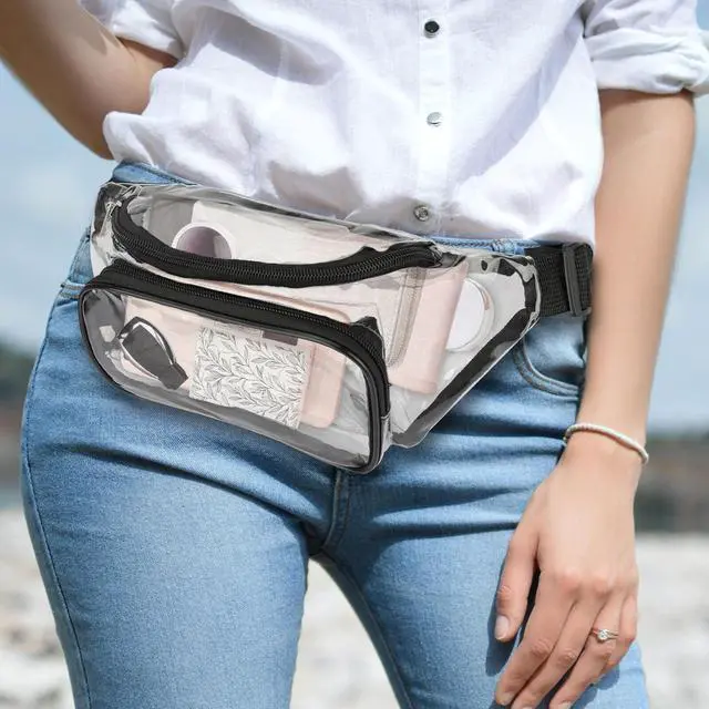 Alt view image 6 of 6 - Clear Waist Pouch Bag Transparent Zipper Fanny Pack Adjustable Strap Travel Gift