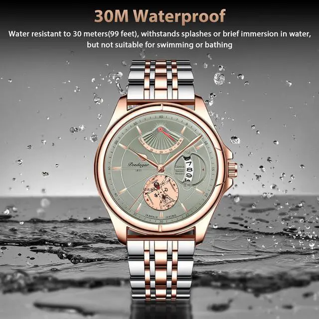 Alt view image 4 of 6 - Waterproof Men's Watch Classic Stainless Steel Quartz Business Luxury Wristwatch