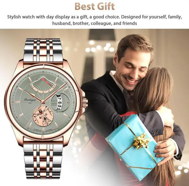 Alt view image 5 of 6 - Waterproof Men's Watch Classic Stainless Steel Quartz Business Luxury Wristwatch