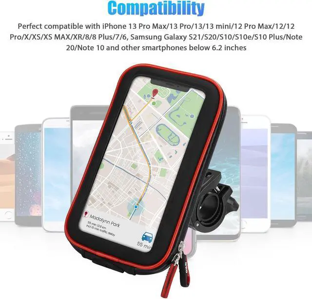 Alt view image 6 of 6 - Motorcycle Bike Handlebar Phone Mount Holder Waterproof Case for iPhone