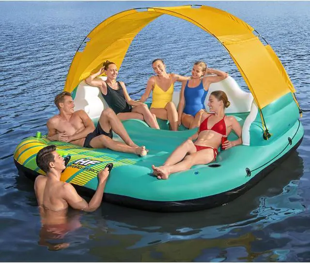 Alt view image 2 of 6 - 43407E Hydro Force Sunny 5 Person Iatable Flong Island Lounge Raft
