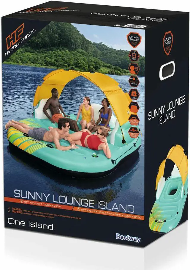 Alt view image 6 of 6 - 43407E Hydro Force Sunny 5 Person Iatable Flong Island Lounge Raft