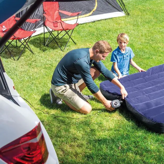 Alt view image 5 of 5 - Grey Iatable Beanless Bag Chair and 12V Quick-Fill Electric Air Pump