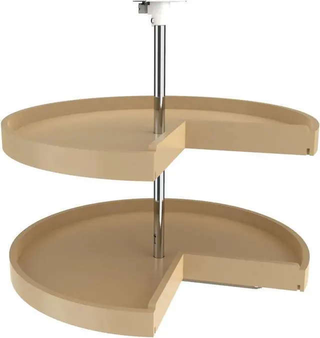 Main image of 6942-24-15-52 28 Inch Polymer Pie-Cut 2-Shelf Lazy Susan, Almond