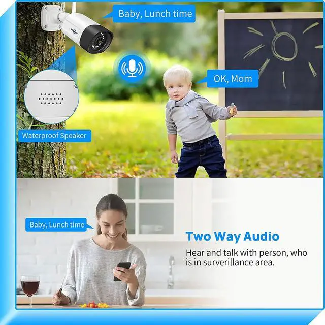 Alt view image 6 of 6 - Wireless Security System with 4 Cameras, 2 Way Audio, and 1 TB Hard Drive