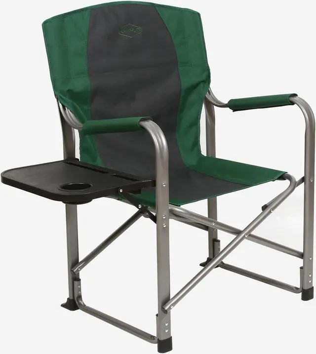 Main image of Portable Director's Chair with Side Table  Cup Holder, Green  Black
