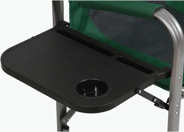 Alt view image 4 of 4 - Portable Director's Chair with Side Table  Cup Holder, Green  Black