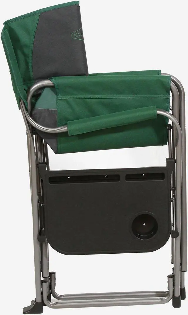 Alt view image 3 of 4 - Portable Director's Chair with Side Table  Cup Holder, Green  Black