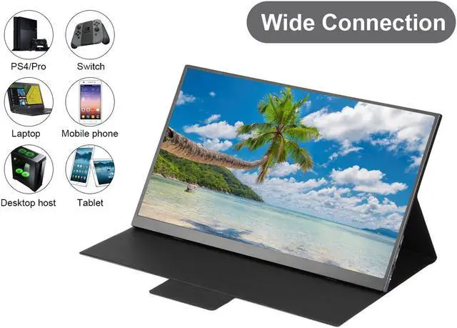Alt view image 2 of 7 - Portable Monitor -100% DCI-P3 Color Gamut 15.6" Full HD 1920x1080 HDR Zero Frame Computer Display with Dual Type-C Mini HDMI for Laptop PC Phone Mac Surface Xbox PS4 Switch, with Smart Case U15R-01
