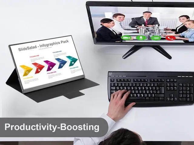 Alt view image 3 of 7 - Portable Monitor -100% DCI-P3 Color Gamut 15.6" Full HD 1920x1080 HDR Zero Frame Computer Display with Dual Type-C Mini HDMI for Laptop PC Phone Mac Surface Xbox PS4 Switch, with Smart Case U15R-01