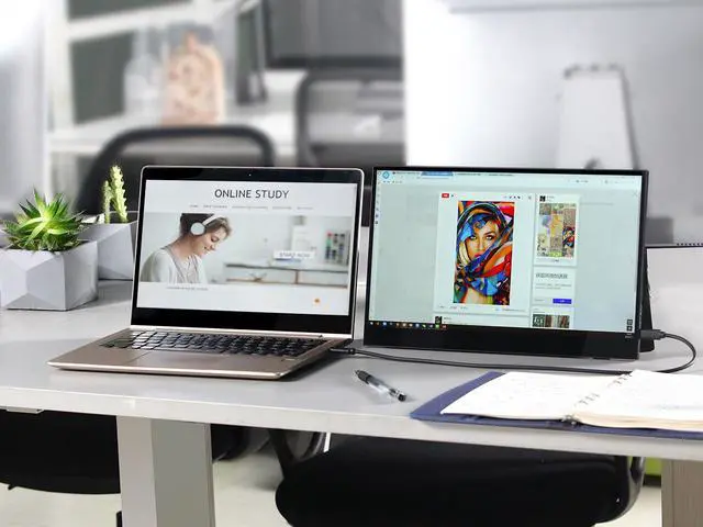 Alt view image 6 of 7 - Portable Monitor -100% DCI-P3 Color Gamut 15.6" Full HD 1920x1080 HDR Zero Frame Computer Display with Dual Type-C Mini HDMI for Laptop PC Phone Mac Surface Xbox PS4 Switch, with Smart Case U15R-01