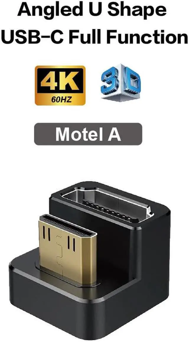 Alt view image 2 of 7 - Mini HDMI male to HDMI female 180 degrees Adapter Cable video audio converter 4K×2K 1080p UHD FHD 60hz U-shaped connector for portable monitors display cable arrangement Accessories