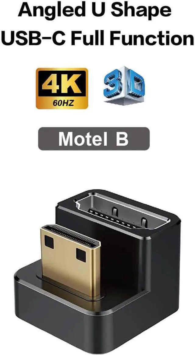 Alt view image 2 of 7 - 180 degrees U-shaped connector Mini HDMI male to HDMI female for portable monitors display Adapter Cable video audio converter cable arrangement Accessories 4K×2K 1080p UHD FHD 60hz